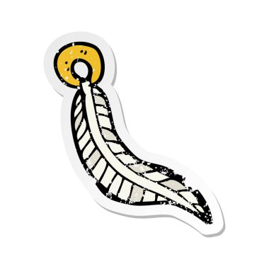 bir çizgi film tüy Anahtarlık Retro sıkıntılı etiket