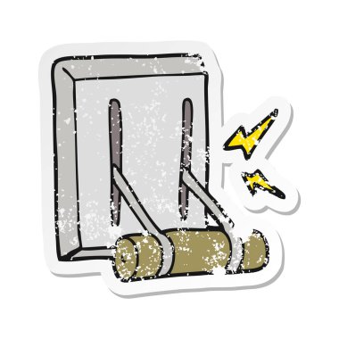 bir çizgi film elektrik anahtarı Retro sıkıntılı etiket