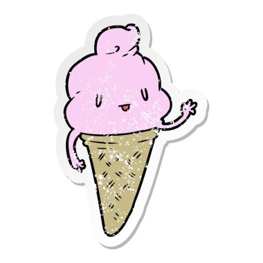 sevimli çizgi dondurma sıkıntılı etiket