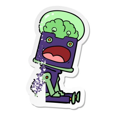 bir çizgi film robot sıkıntılı etiket