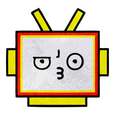 Retro grunge doku çizgi film robot baş