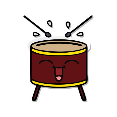 sevimli çizgi davul sıkıntılı etiket