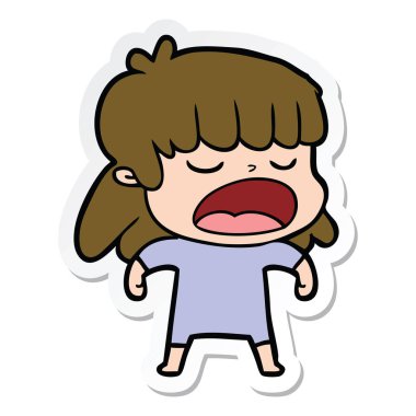 yüksek sesle konuşuyor karikatür kadın etiketi