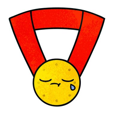 Retro grunge doku karikatür altın madalya