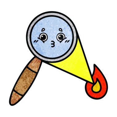 Retro grunge doku karikatür Büyüteç