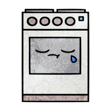 Retro grunge doku karikatür mutfak fırın