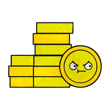 Retro grunge doku karikatür bir sikke