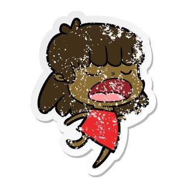 yüksek sesle konuşuyor karikatür kadının sıkıntılı etiket