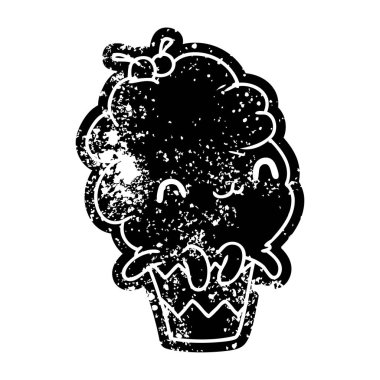 Grunge simgesi kawaii ahtapot kek sıkıntılı