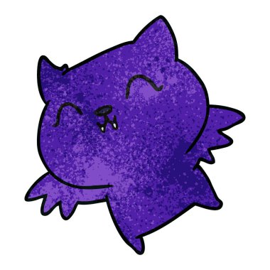 şirin kawaii yarasa serbest el çekilmiş dokulu çizgi film