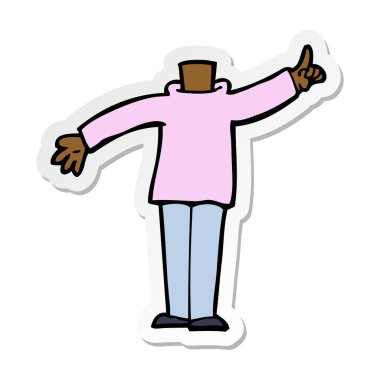 etiket yükseltilmiş el ile bir çizgi film vücut 