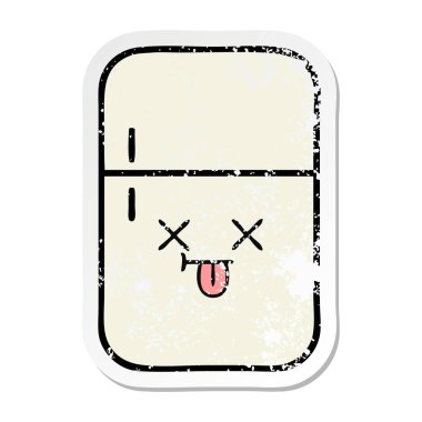 sevimli çizgi buzdolabı dondurucu sıkıntılı etiket