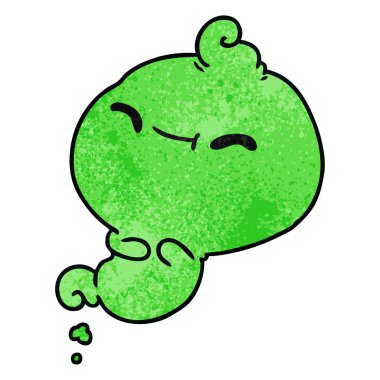 kawaii korkunç hayalet serbest el çekilmiş dokulu çizgi film