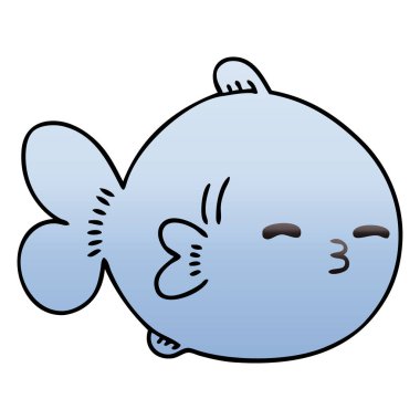 Degrade gölgeli ilginç çizgi film balık 