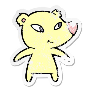 sevimli çizgi ayı sıkıntılı etiket