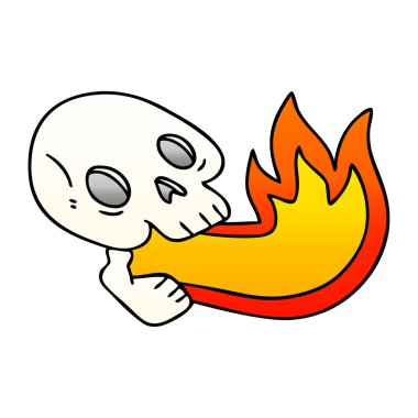 ilginç degrade gölgeli karikatür kafatası nefes yangın