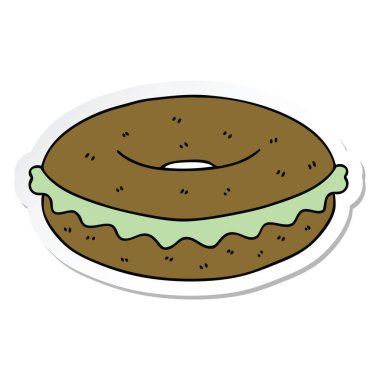 ilginç bir el etiket karikatür simit çizilmiş