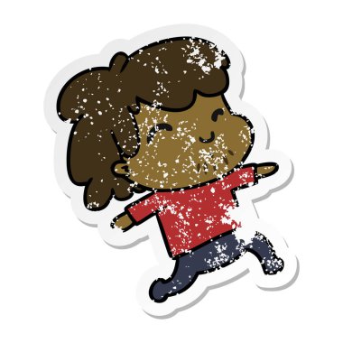 sıkıntılı etiket çizgi film illüstrasyon kawaii çocuk anız ile