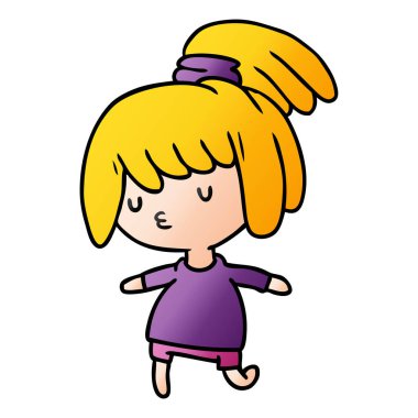 bir şirin kawaii kız degrade çizgi film gösterimi