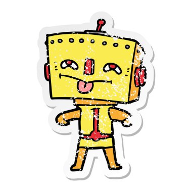 bir çizgi film robot sıkıntılı etiket