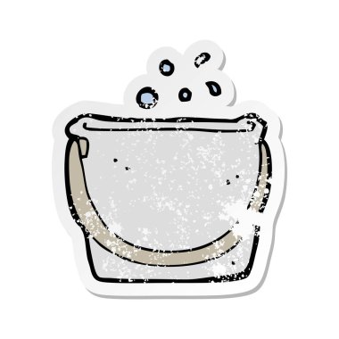 bir çizgi film kova Retro sıkıntılı etiket