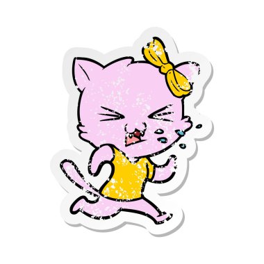 bir karikatür kedi sıkıntılı etiket