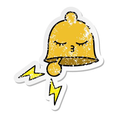 Zili çalmadan bir sevimli çizgi sıkıntılı etiket