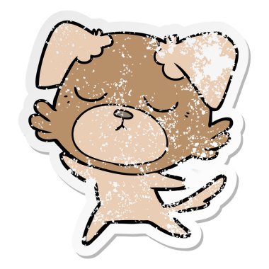 sevimli çizgi köpeklerin sıkıntılı etiket