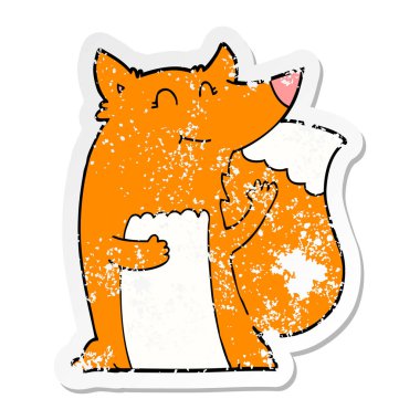 mutlu karikatür tilki, sıkıntılı etiket