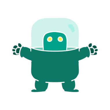 Takım elbiseli bir uzaylı karikatür doodle