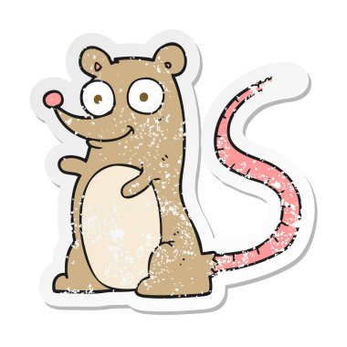 bir çizgi film fare Retro sıkıntılı etiket