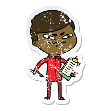 bir çizgi film kızgın adam sıkıntılı etiket