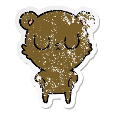 huzurlu karikatür ayı sıkıntılı etiket