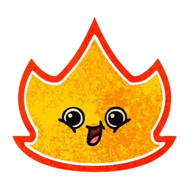 Retro illüstrasyon tarzı çizgi film ateş