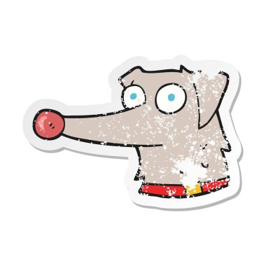 Retro sıkıntılı etiket bir karikatür köpek yaka