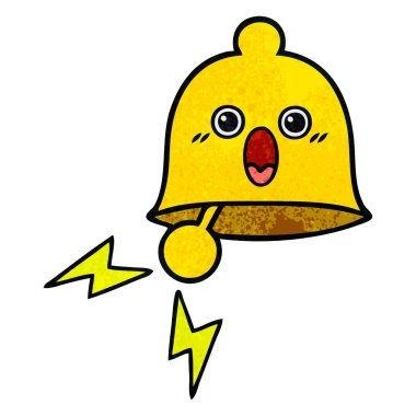 Retro grunge doku karikatür bir zil çan