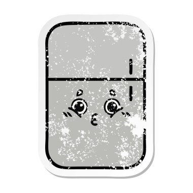 sevimli çizgi buzdolabı dondurucu sıkıntılı etiket