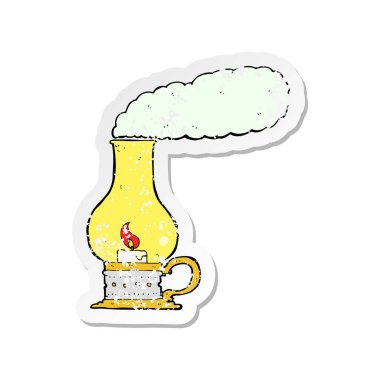 bir çizgi film eski stil fener Retro sıkıntılı etiket