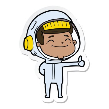 mutlu karikatür astronotun etiket