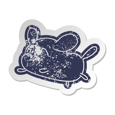 sıkıntılı eski çizgi film etiketi kawaii şirin bir köpek