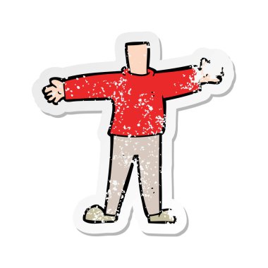 bir çizgi film erkek vücudunun Retro sıkıntılı etiket