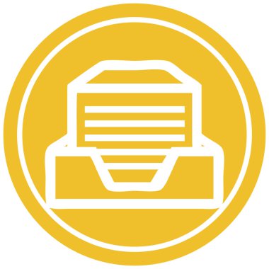 ofis kağıt yığını dairesel simgesi simgesi