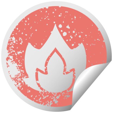 sıkıntılı dairesel peeling etiket sembolü bir ateş