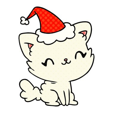 Noel karikatür kawaii kedi el çekilmiş
