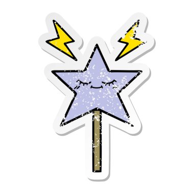 sevimli çizgi sihirli değnek sıkıntılı etiket