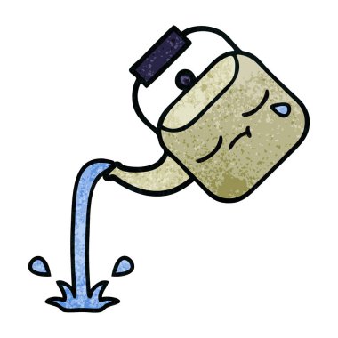 Retro grunge doku karikatür dökülen bir Kettle