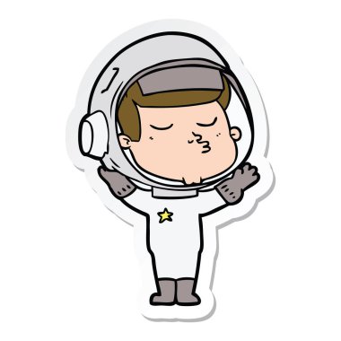 bir çizgi film emin astronotun etiket