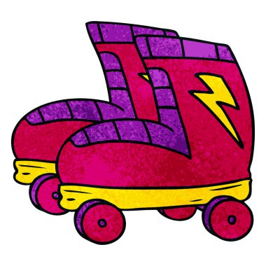 Tekerlekli paten dokulu karikatür doodle