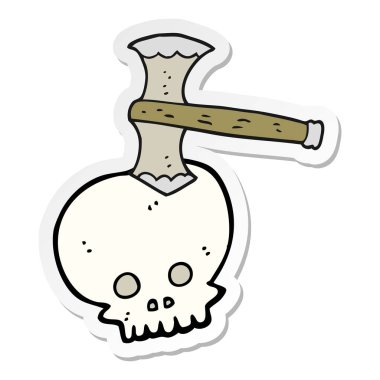 etiket kafatasındaki bir karikatür balta