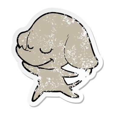 sıkıntılı etiket fil gülümseyen bir karikatür